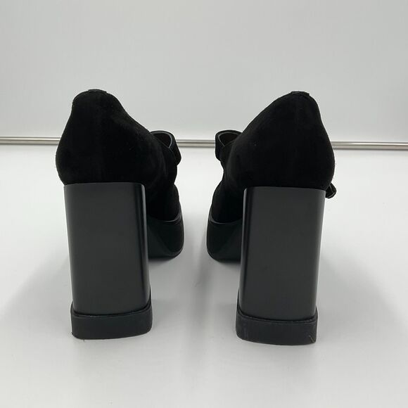 Lonza Shirley Suede High Heel Boots Mary Jane Platform Shoes Size 38 Black EUC - Picture 7 of 11